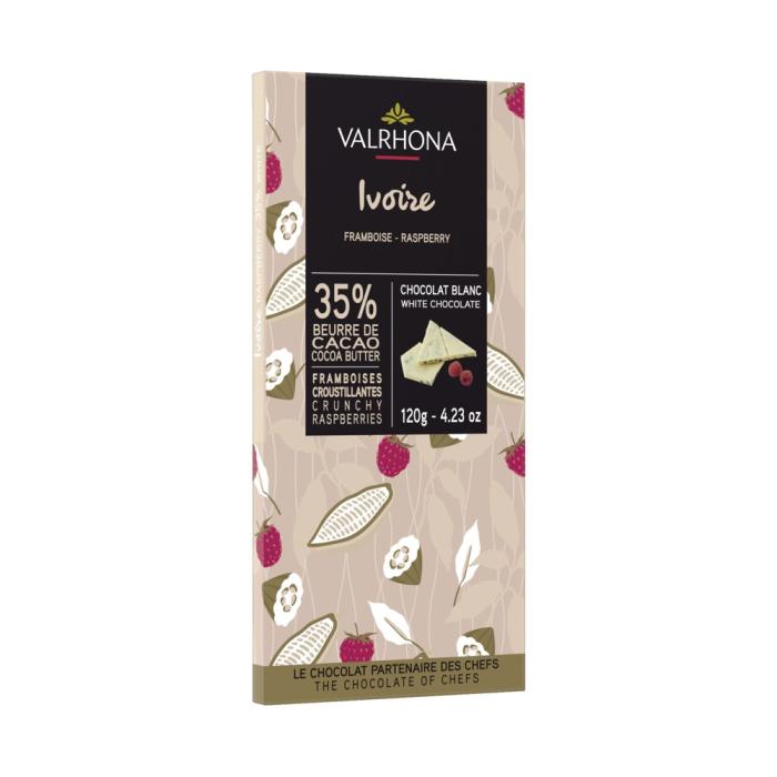 tableta chocolate blanco ivoire 35 frambuesas por valrhona